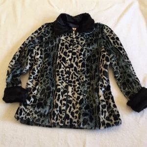 America mode faux fur leopard print jacket